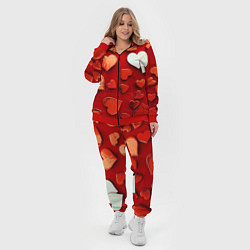 Женский 3D-костюм Красные сердца на красном фоне, цвет: 3D-красный — фото 2