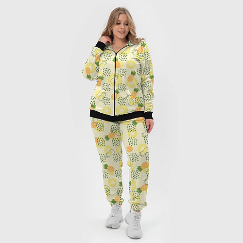 Женский костюм Узор из ананасов на желтом фоне / 3D-Черный – фото 4