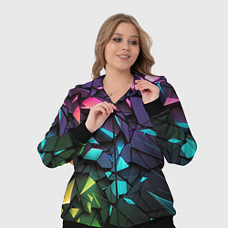 Женский 3D-костюм Неоновые абстрактные каменные плиты, цвет: 3D-черный — фото 2