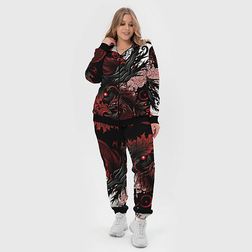 Женский костюм Красный Irezumi узор / 3D-Черный – фото 4