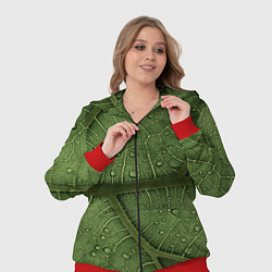 Женский 3D-костюм Текстура зелёной листы, цвет: 3D-красный — фото 2