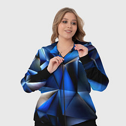 Женский 3D-костюм Polygon blue abstract, цвет: 3D-черный — фото 2
