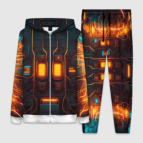 Женский костюм Паттерн в стиле киберпанк / 3D-Белый – фото 1