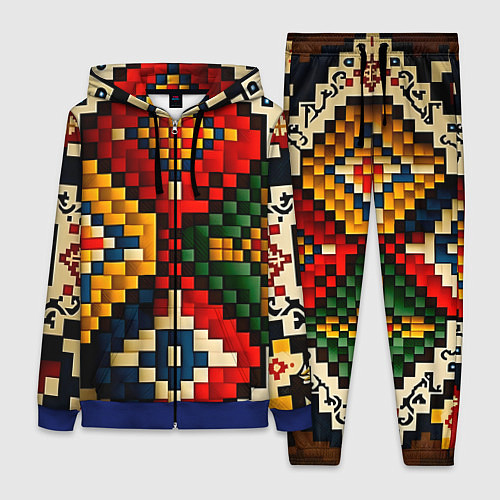 Женский костюм Русский узор крестиком / 3D-Синий – фото 1