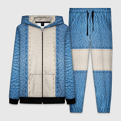 Женский костюм Кожа синяя белая