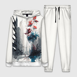 Женский костюм Московская улица и цветы - коллекция Бело-сине-кра