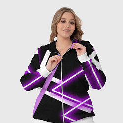 Женский 3D-костюм Фиолетовые полоски с неоном, цвет: 3D-белый — фото 2