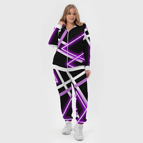 Женский костюм Фиолетовые полоски с неоном / 3D-Белый – фото 4
