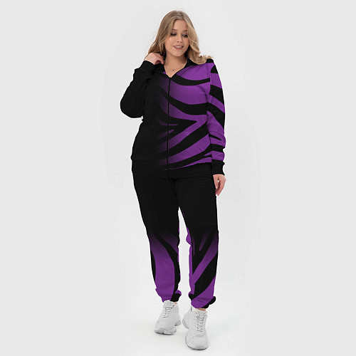 Женский костюм Фиолетовый с черными полосками зебры / 3D-Черный – фото 4
