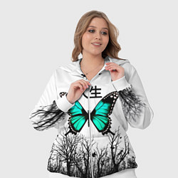 Женский 3D-костюм С бабочкой на фоне японского иероглифа, цвет: 3D-белый — фото 2