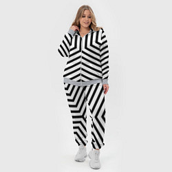 Женский 3D-костюм Черно-белые полосы в узоре, цвет: 3D-меланж — фото 2
