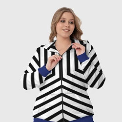 Женский 3D-костюм Черно-белые полосы в узоре, цвет: 3D-синий — фото 2
