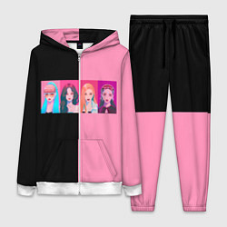 Женский костюм Группа Black pink на черно-розовом фоне