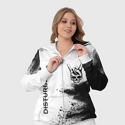 Женский 3D-костюм Disturbed и рок символ на светлом фоне, цвет: 3D-белый — фото 2