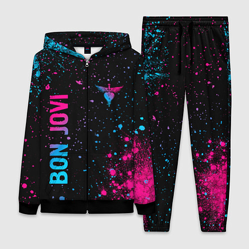 Женский костюм Bon Jovi - neon gradient: надпись, символ / 3D-Черный – фото 1