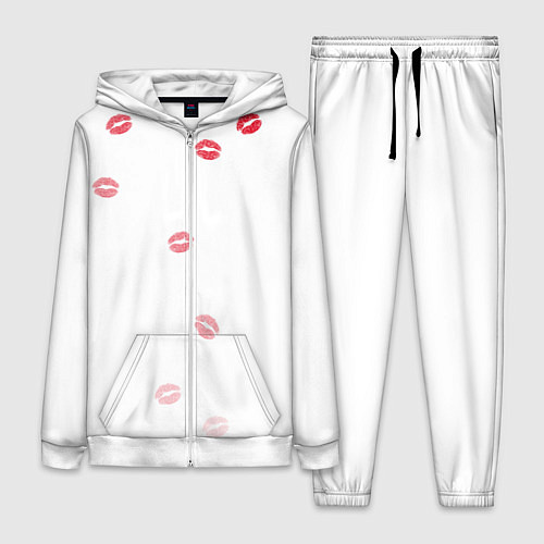 Женский костюм Следы поцелуев губы / 3D-Белый – фото 1