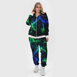 Женский 3D-костюм Разлом синих и зеленых плит, цвет: 3D-белый — фото 2