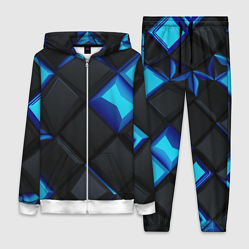 Женский костюм Черные и синие плитки / 3D-Белый – фото 1