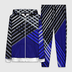 Женский костюм Белые и серые полосы на синем фоне