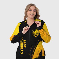 Женский 3D-костюм Cyberpunk 2077 - gold gradient: надпись, символ, цвет: 3D-черный — фото 2