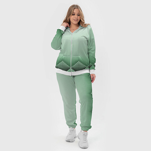 Женский костюм Зеленый градиент с ромбами / 3D-Белый – фото 4
