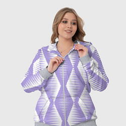 Женский 3D-костюм Сиреневые белые большие ромбы, цвет: 3D-меланж — фото 2