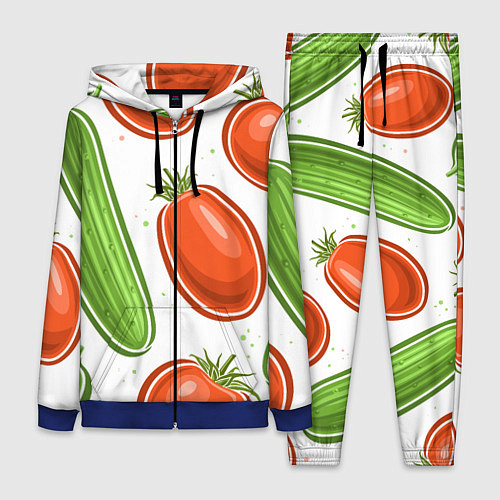 Женский костюм Помидоры и огурцы / 3D-Синий – фото 1