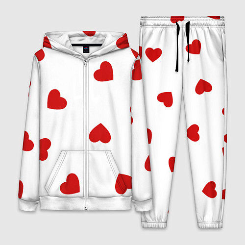 Женский костюм Красные сердечки на белом / 3D-Белый – фото 1
