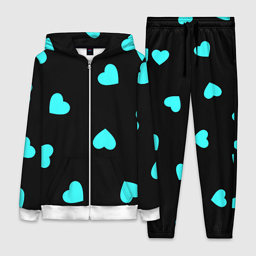 Женский костюм С голубыми сердечками на черном / 3D-Белый – фото 1