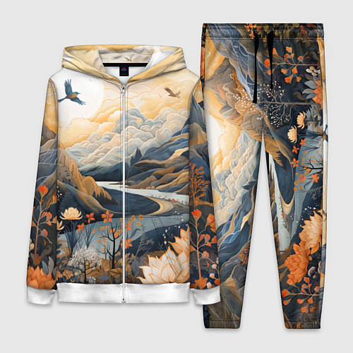 Женский костюм Солнечное утро в цветущих горах / 3D-Белый – фото 1