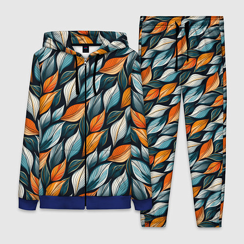 Женский костюм Узор из листьев поздняя осень / 3D-Синий – фото 1