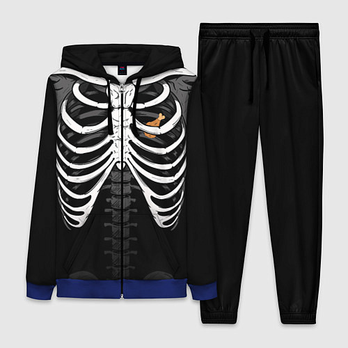 Женский костюм Скелет: ребра и куриная ножка / 3D-Синий – фото 1