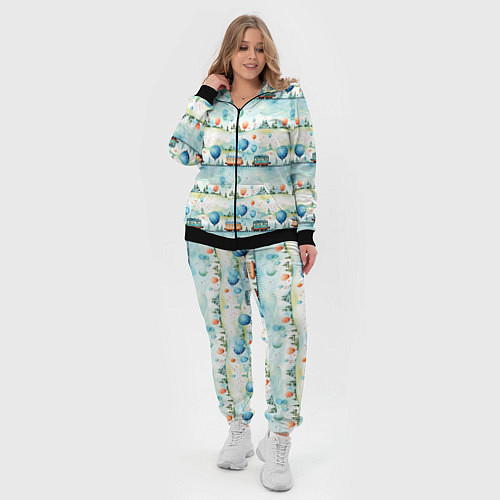 Женский костюм Трамвайчики и воздушные шары - авральный паттерн / 3D-Черный – фото 4