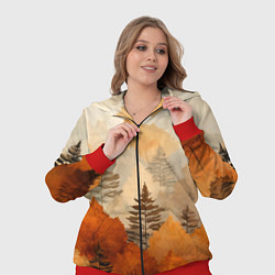 Женский 3D-костюм Осенний лес в оранжевых тонах, цвет: 3D-красный — фото 2