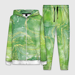 Женский костюм Абстрактный зеленый мрамор с золотым
