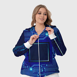 Женский 3D-костюм Технический синий паттерн, цвет: 3D-белый — фото 2