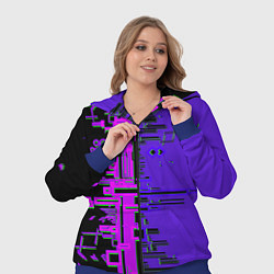 Женский 3D-костюм Кибер-глитч фиолетовый, цвет: 3D-синий — фото 2