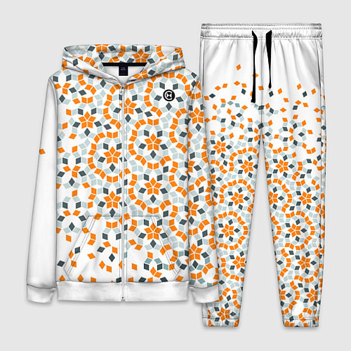 Женский костюм Плитки Пенроуза в оранжево серой палитре / 3D-Белый – фото 1