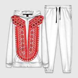 Женский 3D-костюм Красная славянская вышиванка, цвет: 3D-белый