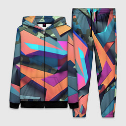 Женский 3D-костюм Камуфляж и цветная геометрия - нейросеть, цвет: 3D-черный