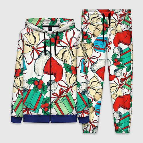 Женский костюм Узор с новогодними падарками / 3D-Синий – фото 1