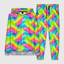 Женский 3D-костюм Разноцветные облака из бумаги паттерн, цвет: 3D-меланж