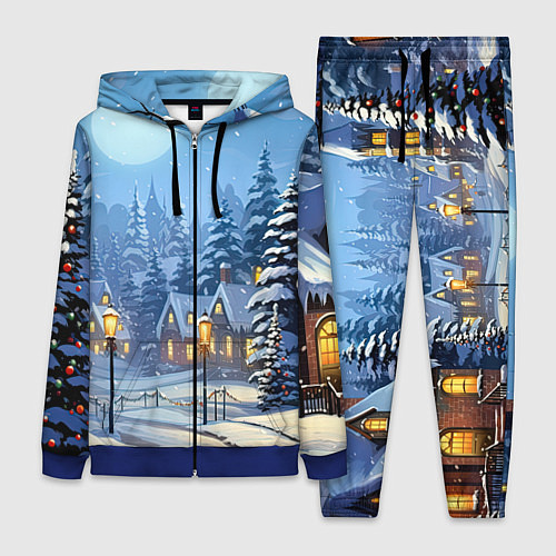 Женский костюм Новогодний зимний городок / 3D-Синий – фото 1