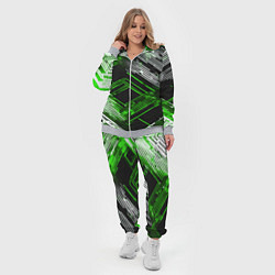 Женский 3D-костюм Киберпанк линии белые и зелёные, цвет: 3D-меланж — фото 2