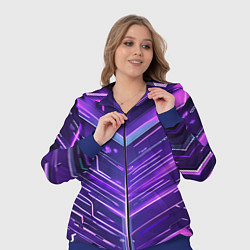 Женский 3D-костюм Фиолетовые неон полосы киберпанк, цвет: 3D-синий — фото 2