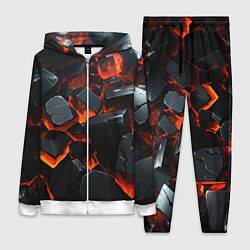 Женский 3D-костюм Черные камни с красным свечением, цвет: 3D-белый