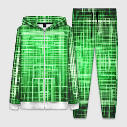 Женский 3D-костюм Зелёные неоновые полосы киберпанк, цвет: 3D-белый