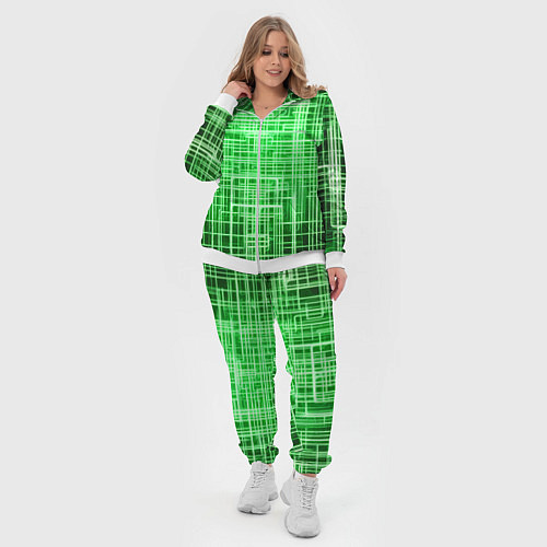 Женский костюм Зелёные неоновые полосы киберпанк / 3D-Белый – фото 4