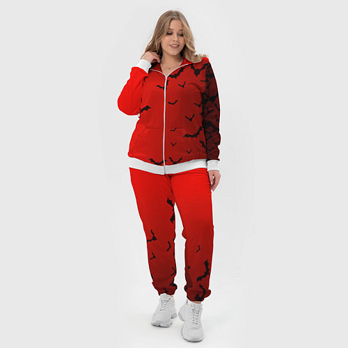 Женский костюм Летучие мыши на красном фоне / 3D-Белый – фото 4