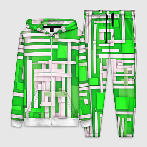 Женский костюм Полосы на зелёном фоне / 3D-Белый – фото 1
